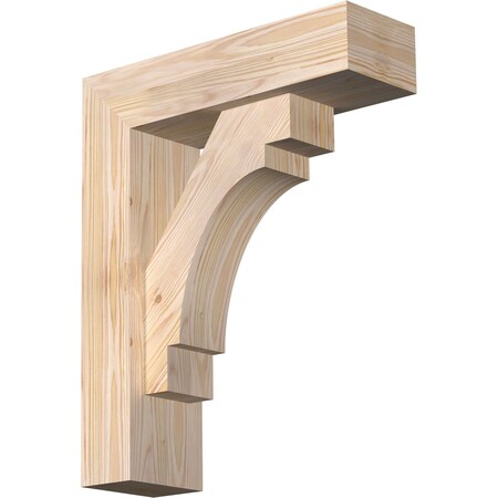 Ekena Millwork Merced Block Smooth Bracket w/ Offset Brace, Douglas Fir, 5 1/2"W x 18"D x 22"H BKT0604X18X22MRC05SDF